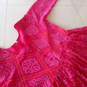 Pink Anarkali Type Long Kurti