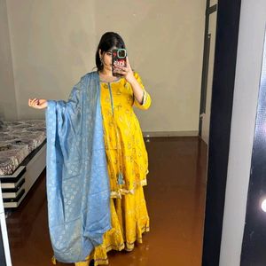 Yellow Sharara With Dupatta