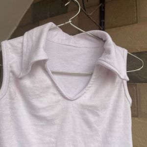 Collared White Crop Top