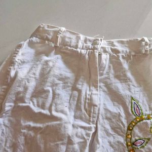 White Ankle Pants For 3-4yrs