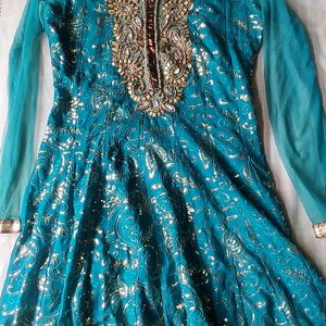 Sea Green Anarkali Designed Women's Kurta