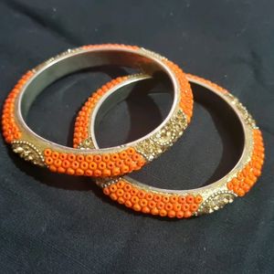 Orange Moti Bangles..ll