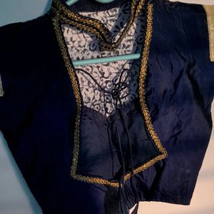 Red And Blue Lahenda Designer Blouse With Dupatta