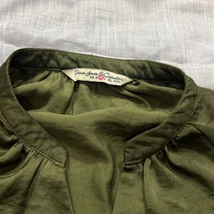 Olive Satin Formal Shirt ! Size M