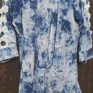 Denim Print Long Top