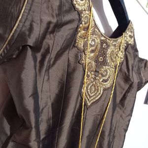 Coffee Brown Anarkali Model....