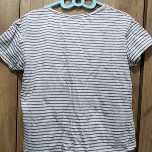 Black And White Striped Tshirt