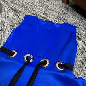 Blue Mini Flared Dress