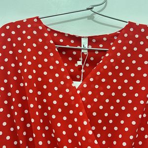 Red And White Polka Dots Tunic Top