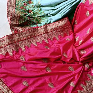 Heavy Embroidery Silk Saree With Blouse