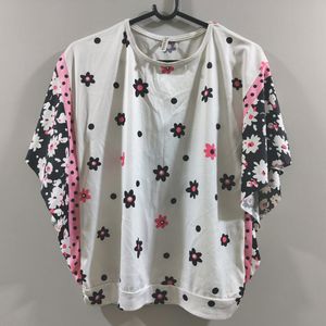 Butterfly Sleeve Top With Floral Print