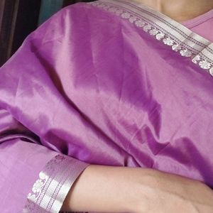 Silk Saree With SIlver Work