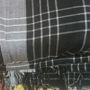 Black Cotton  Check Saree