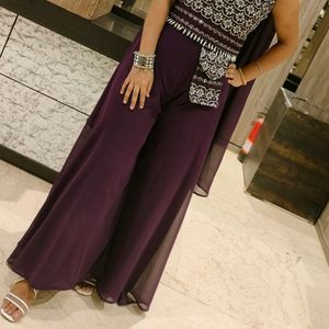 Party Wear Palazzo With Crop Top And Dupatta Set