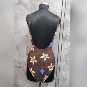 Brown Printed Bodysuit