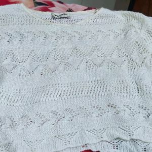 White Crotchet Crop Top