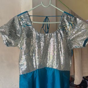 Teal Sequin wedding Reception Gown