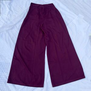 Wine Side Zip Soft Flared High rise Trouser Pants