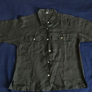 Pure Linen Unisex Black Shirt