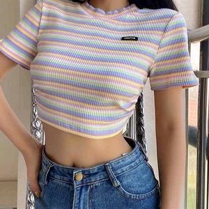 Korean Aesthetic Ribbed Top🎀