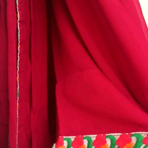 Red Saree With Border