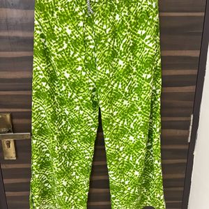 Printed Green Summer Cotton Pants