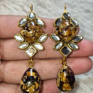 Handmade Resin With Kundan Earing