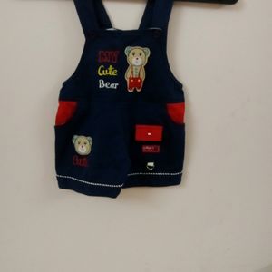 Cute Bear Sleeveless Short Romper With Pockets For Baby's( Dark Navy Blue Colour)