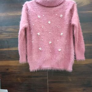 Beautiful Pink Shoulder Cut Woolen Top