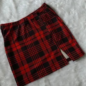 Shein Black & Red Checked Skirt