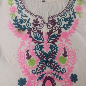 Chickankari Embroidery Pure Cotton Kurta