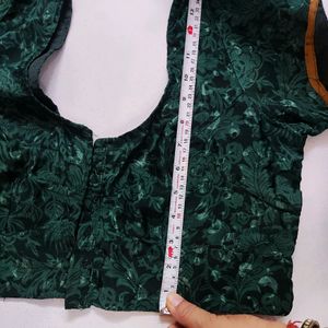 SILK GREEN COLOR BLOUSE SELF PRINT