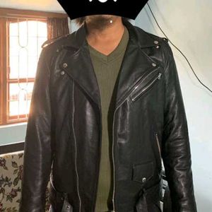 Men Solid Leather jacketandCasual jacket