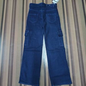 DG-40 Size-28 Cargo Straight Women Denim Jeans