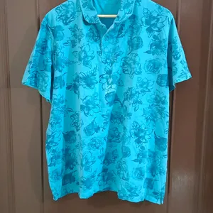 Sea Blue Floral Print Men's  T Shirt