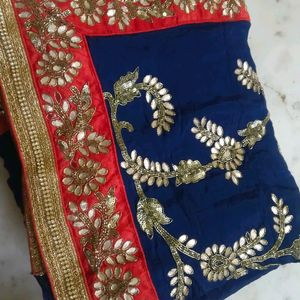 Navy Blue Saree With Beautiful 😍 Work