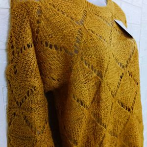 Mustard Crochet Sweater