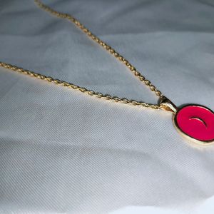 Pink Charm With Golden Chain