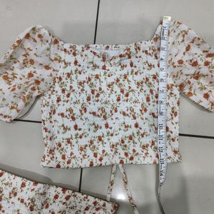 Korean Floral Top & Skirt Co-ord Set