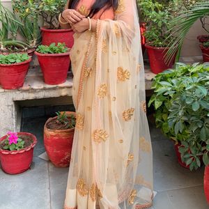 Net Patchwork saree