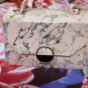 Pink And White Metallic Tie Dye Textured Slingbag