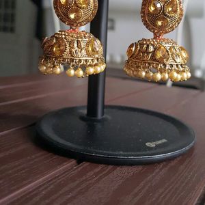 Golden Jhumka Earrings