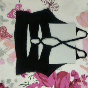 Black Criss Cross Back Crop Top