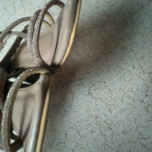 Beige Rhinestone Heels