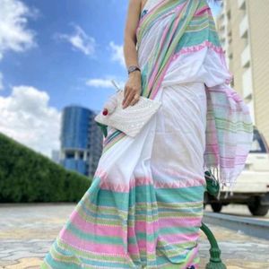 New Begumpuri Saree (White 🤍)