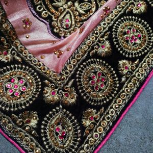 Light Orange Colour Saree And Blouse