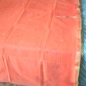 NEW thread work Orange golden saree with fall