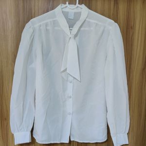 Korean Milky White Crushed Look Shirt