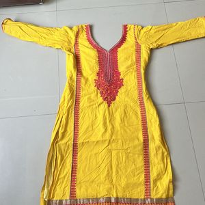 Yellow Cotton Based Kurti