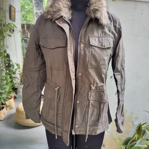 H&M Jacket Coat Divided H&M Hunter Green Hooded Ja